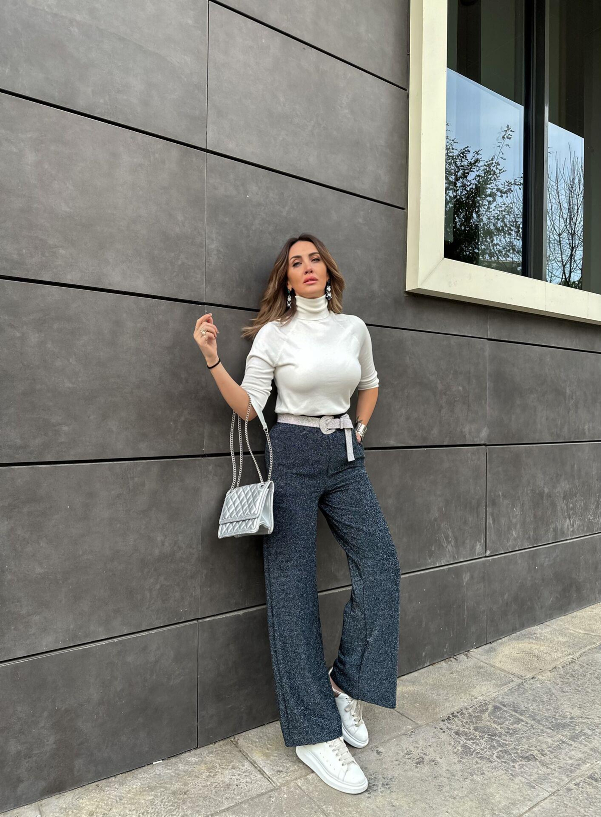 Simli Beli Lastikli Pantolon