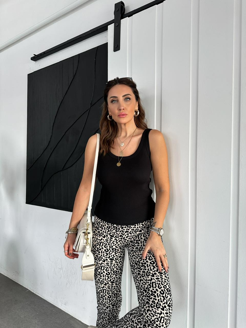 Siyah Askılı Fitilli Atlet