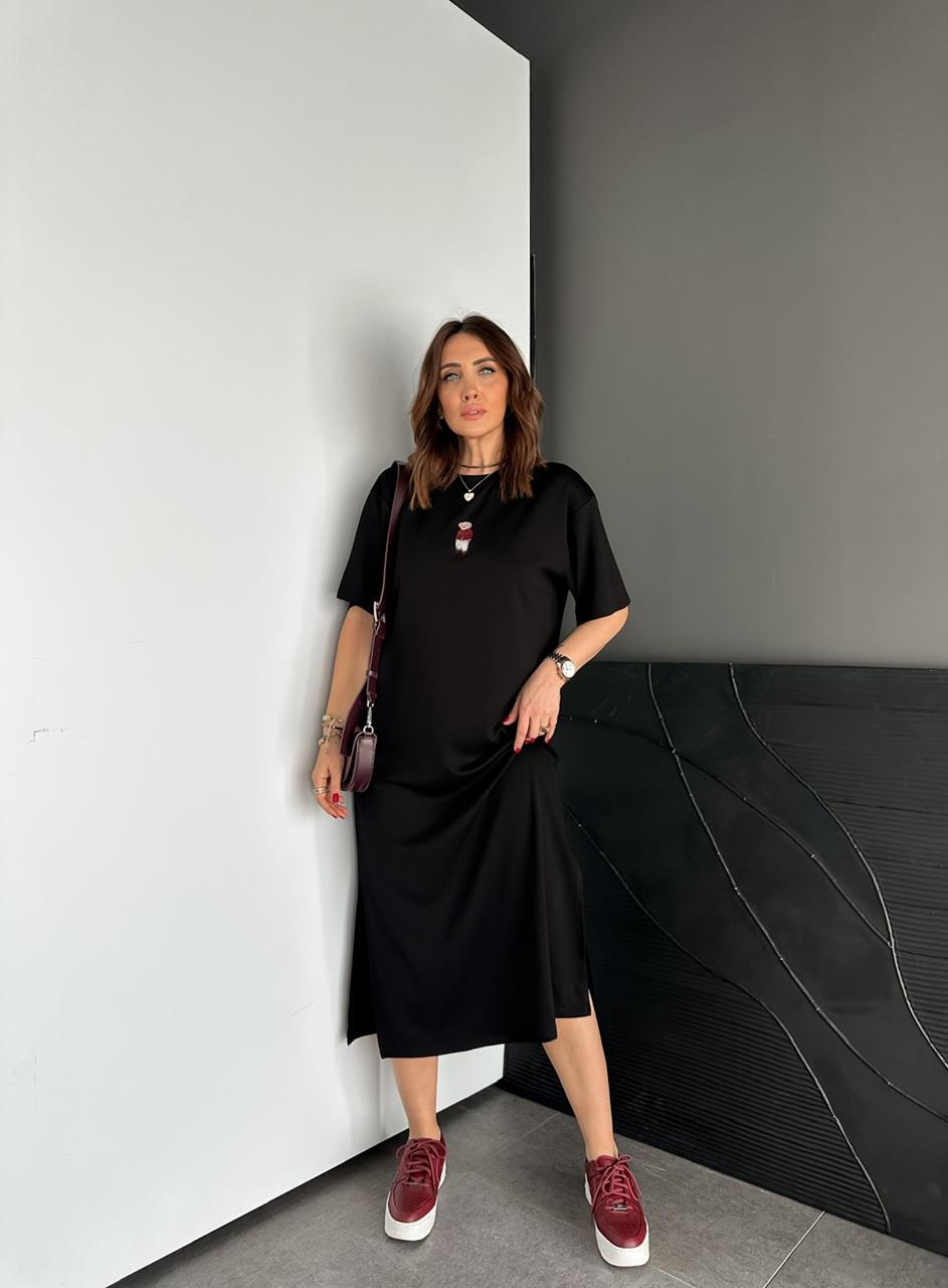 Siyah Ayıcıklı Modal Basic Elbise