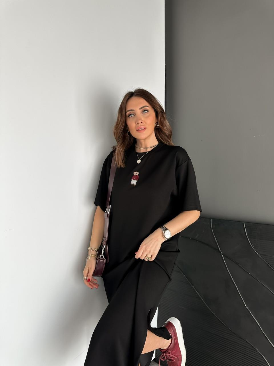 Siyah Ayıcıklı Modal Basic Elbise