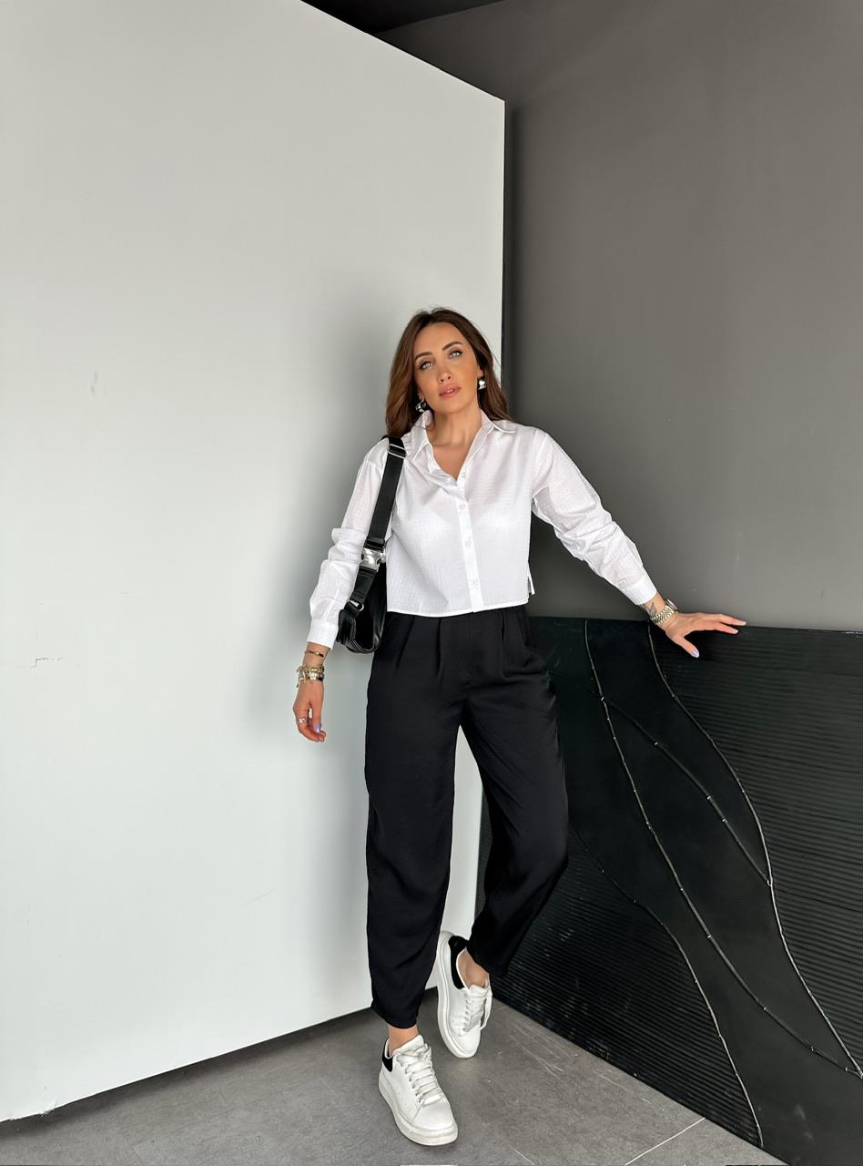 Siyah Beli Lastikli Basic Bol Pantolon