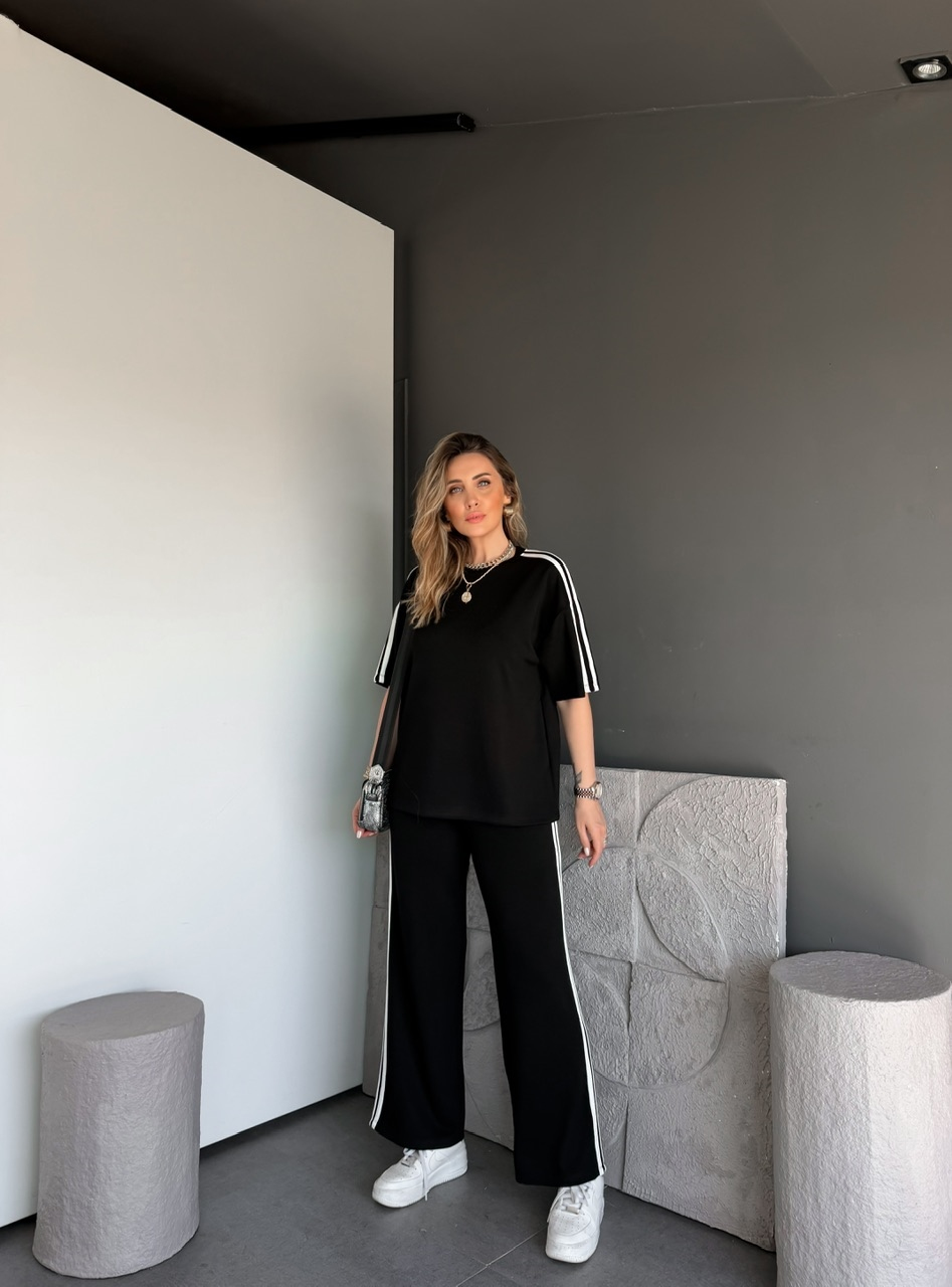 Siyah Beyaz Biyeli Modal Basic Takım