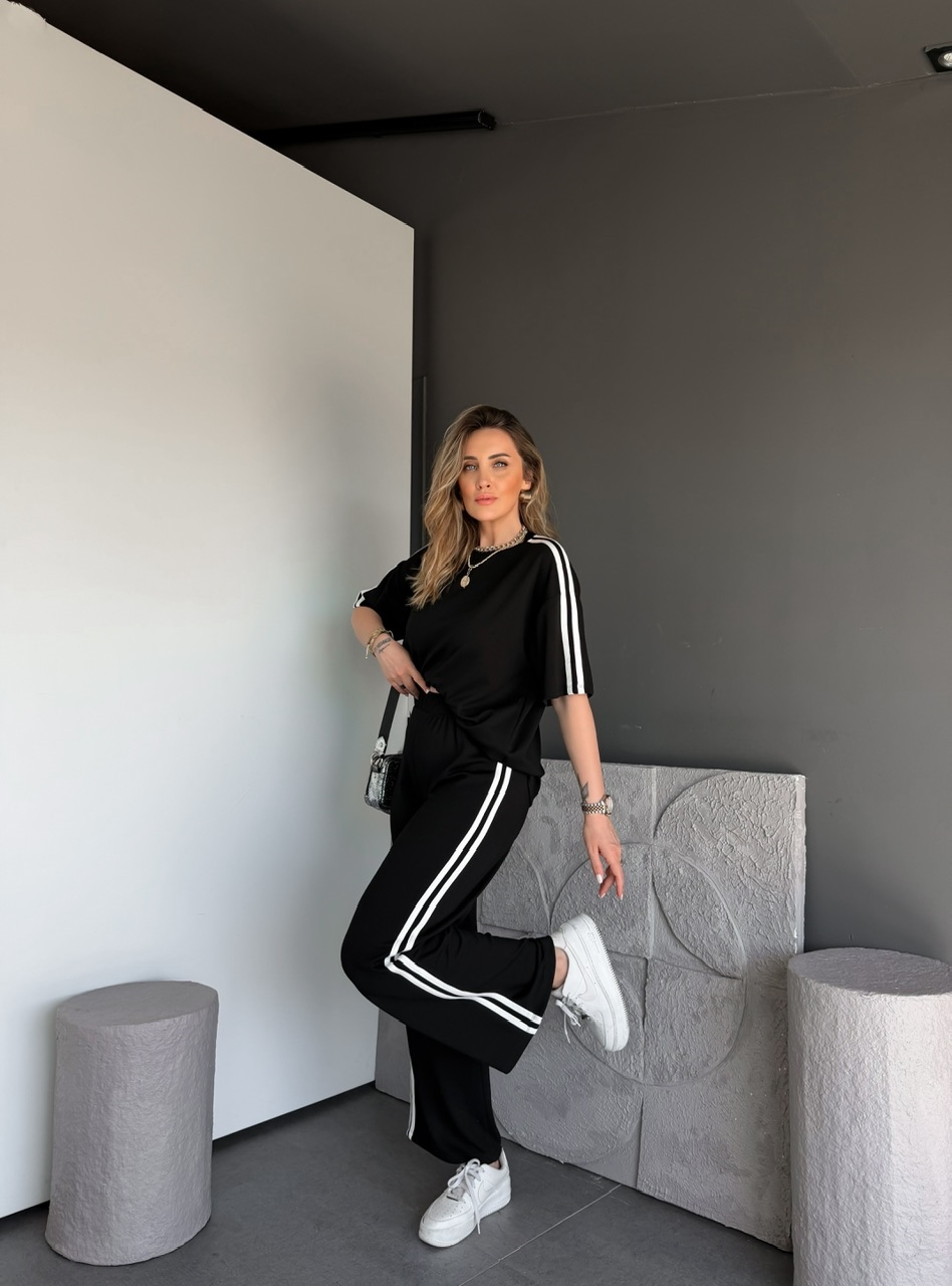 Siyah Beyaz Biyeli Modal Basic Takım