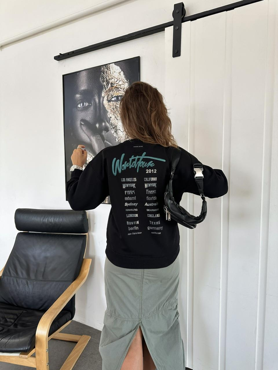 Siyah Bing Kaplan Baskılı Sweatshirt