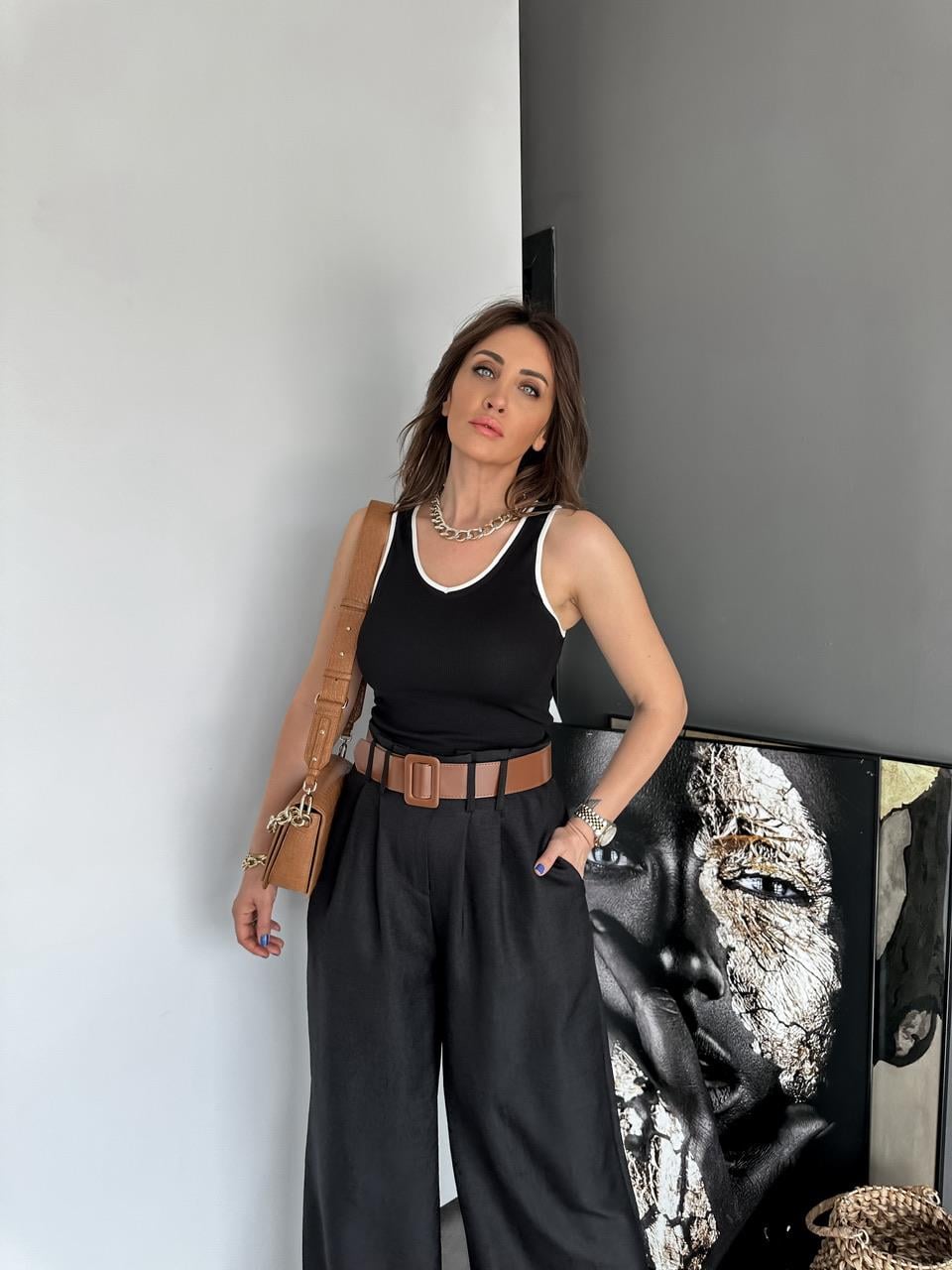 Siyah Biyeli Cotton Atlet