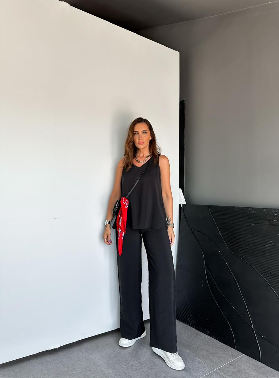 Siyah Bluz Pantolon Soft Takım