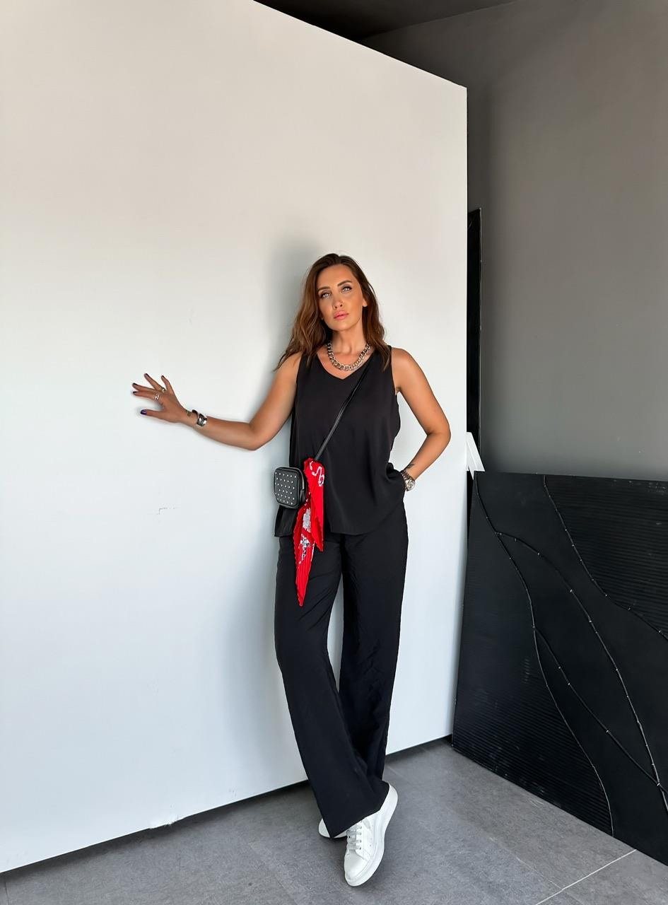 Siyah Bluz Pantolon Soft Takım