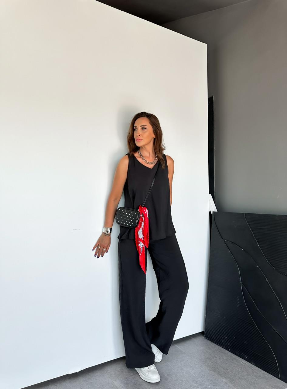Siyah Bluz Pantolon Soft Takım