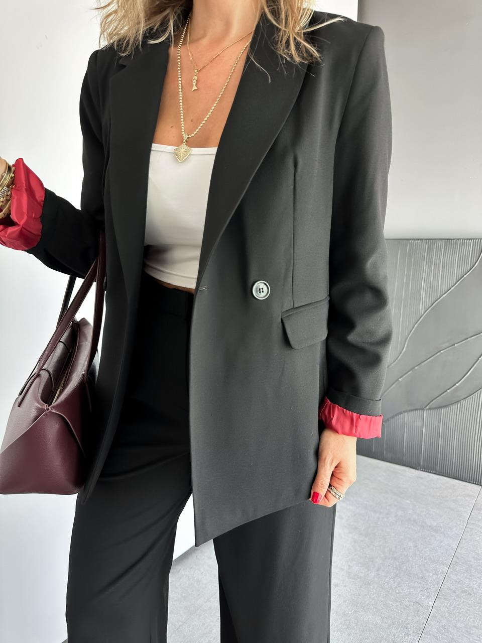 Siyah Bordo Astarlı Premium Takım