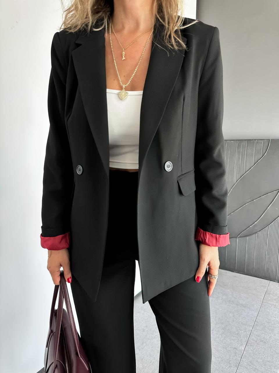 Siyah Bordo Astarlı Premium Takım