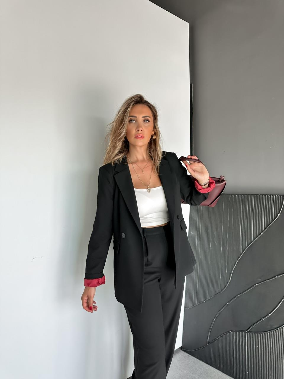Siyah Bordo Astarlı Premium Takım