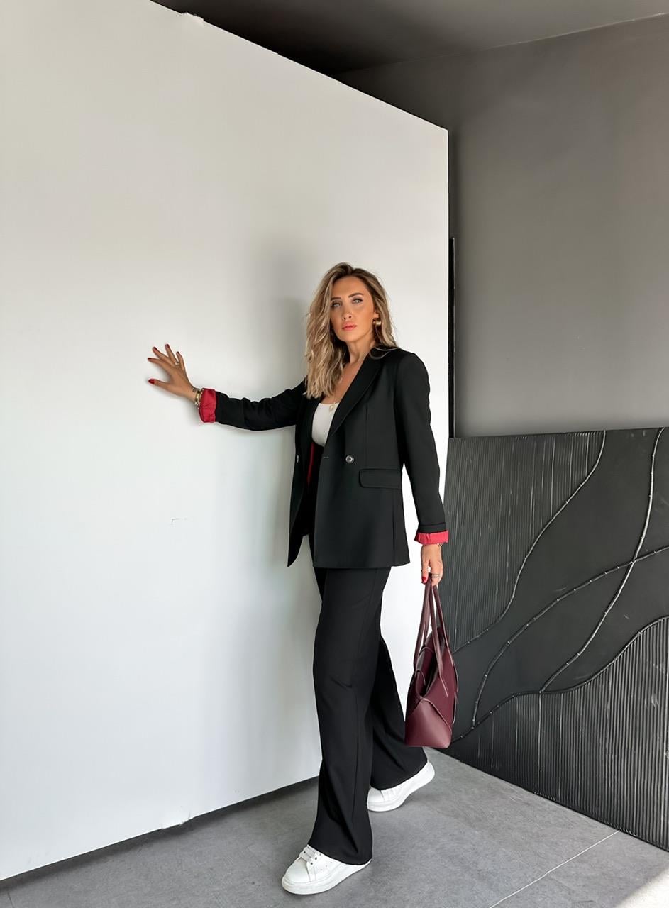 Siyah Bordo Astarlı Premium Takım