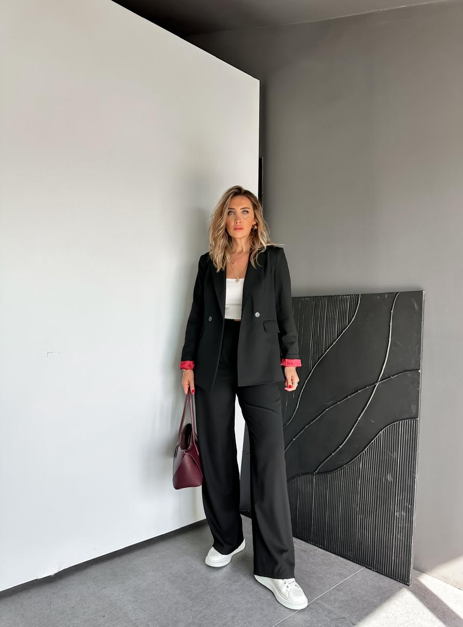 Siyah Bordo Astarlı Premium Takım