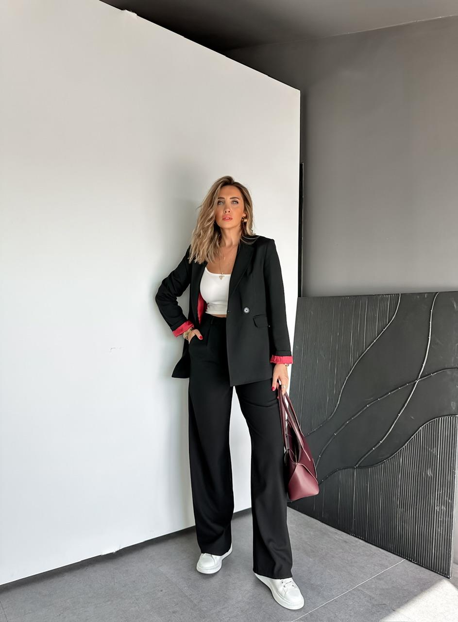 Siyah Bordo Astarlı Premium Takım
