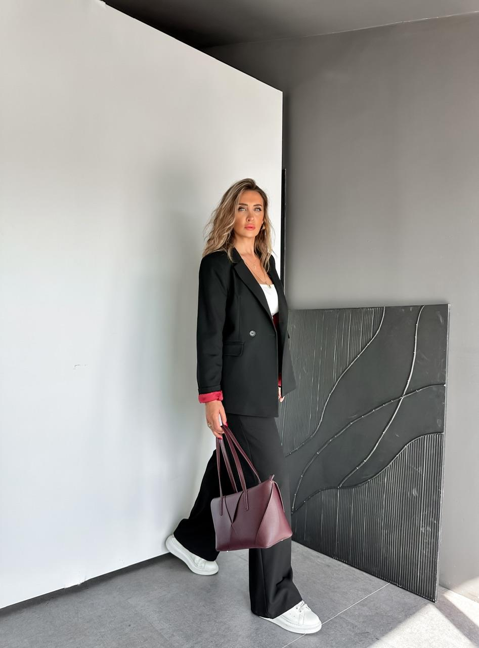 Siyah Bordo Astarlı Premium Takım