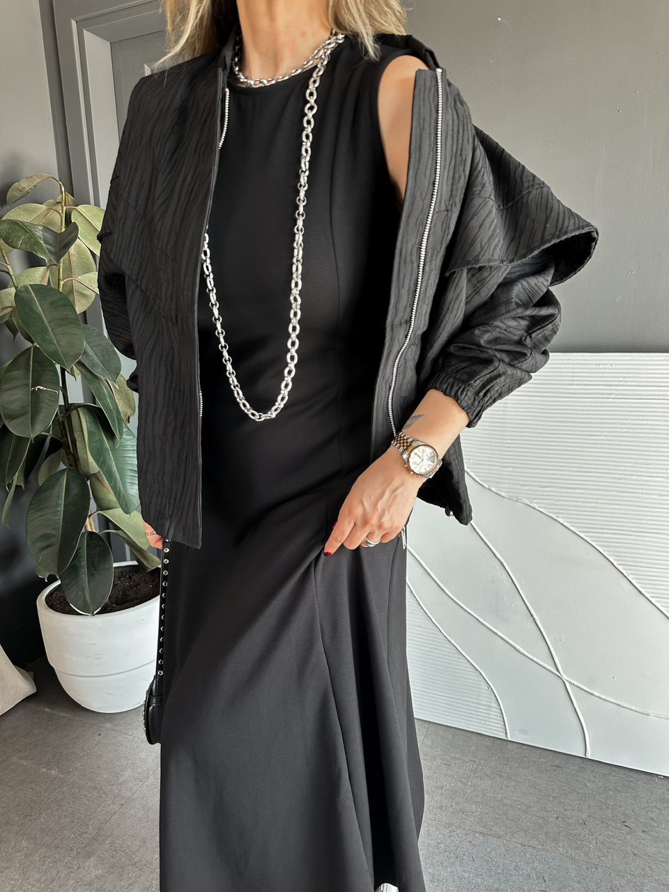 Siyah Ceket Elbise Premium Takım
