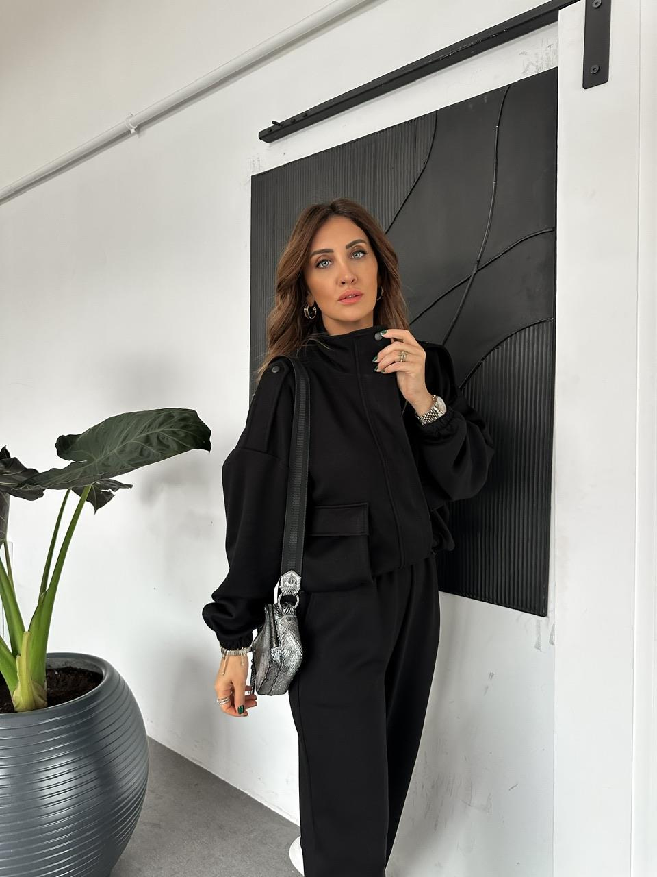 Siyah Cepli Beli Büzgülü Modal Takım