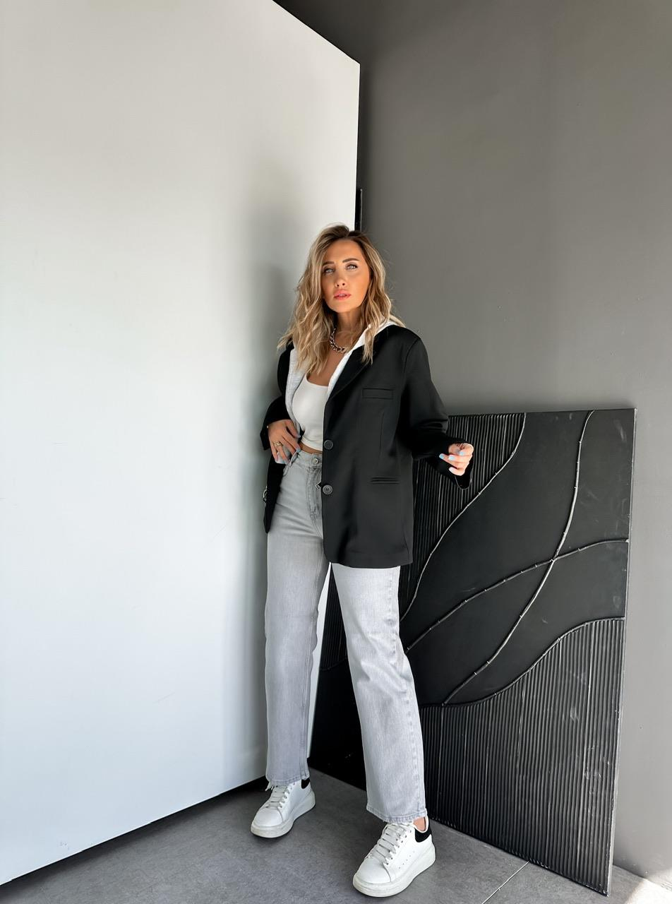 Siyah Çıkarılabilir Sweat Parçalı Blazer Ceket