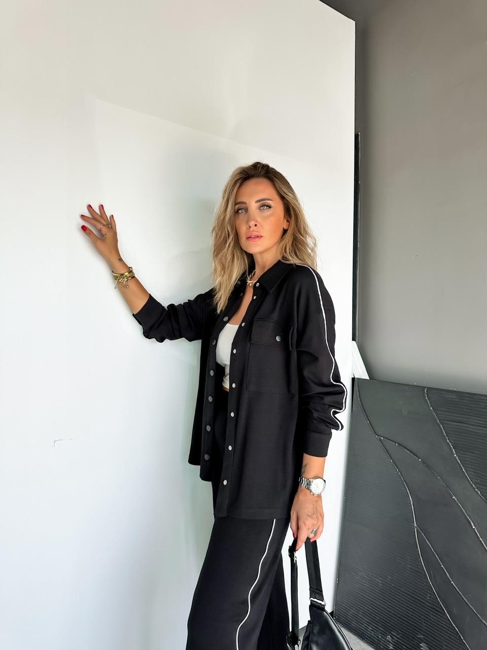 Siyah Çıtçıtlı Biyeli Modal Takım