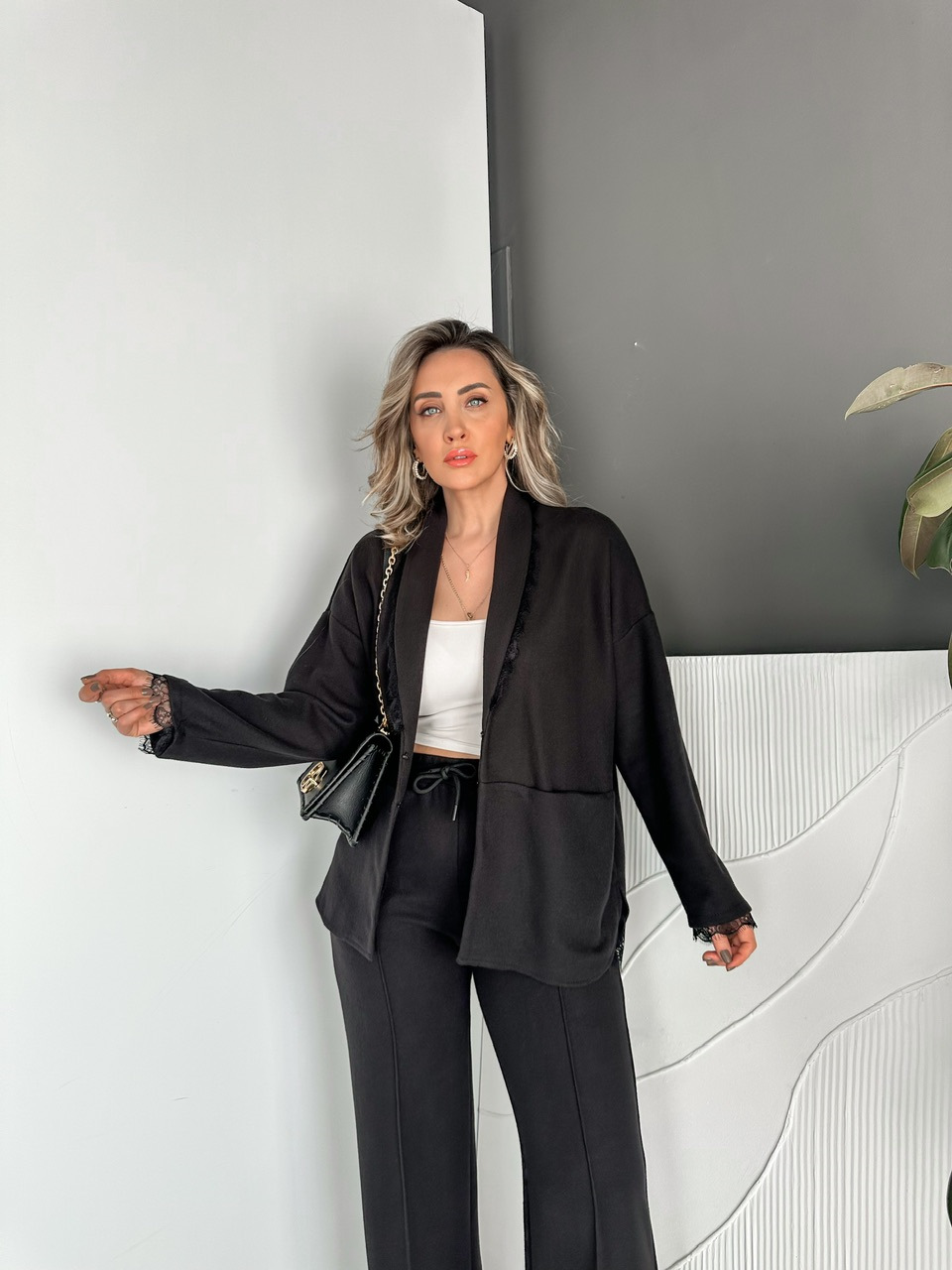 Siyah Dantelli Kaşkorse Takım