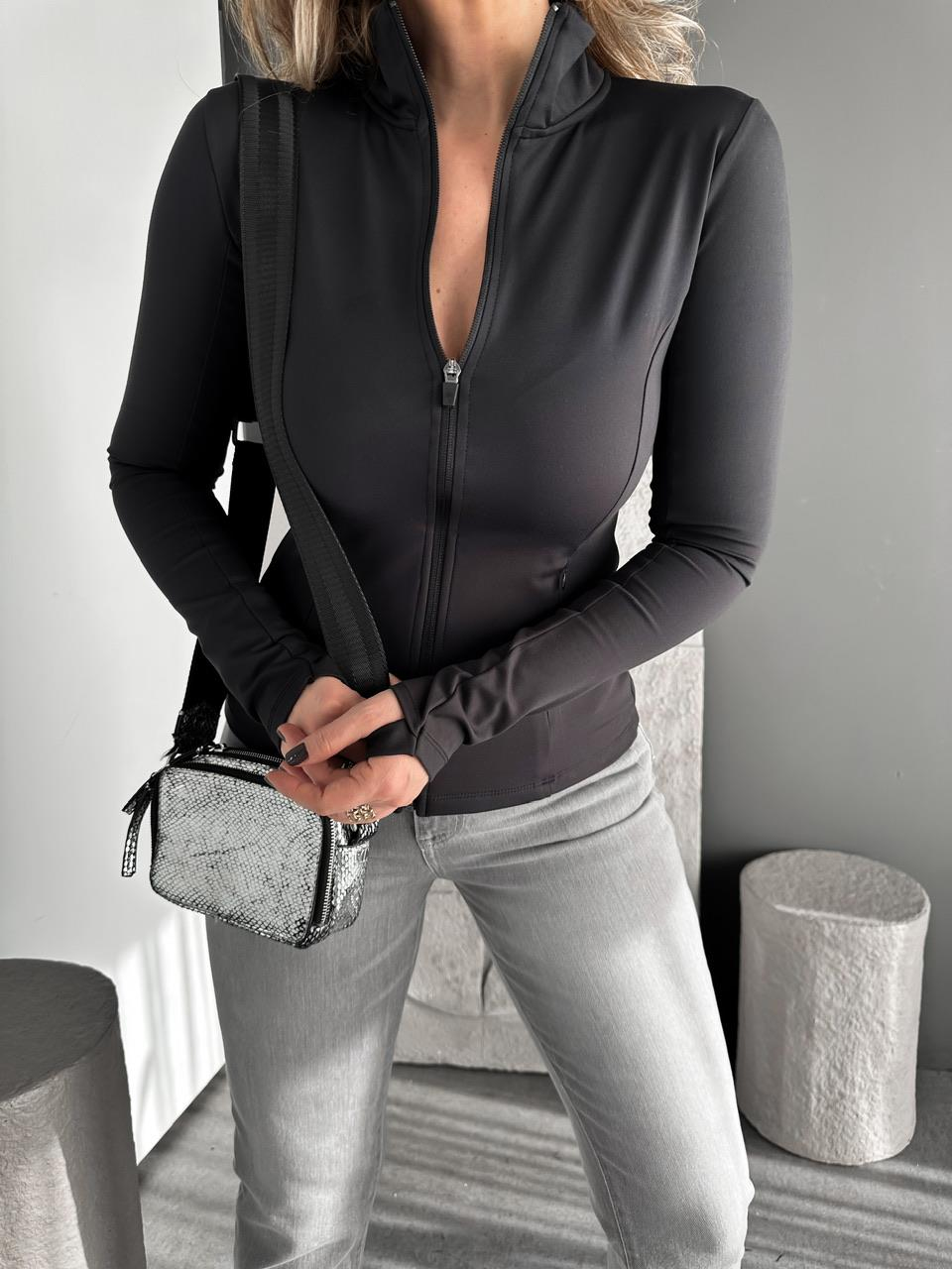 Siyah Fermuarlı Parmaklı Oysho Sweatshirt