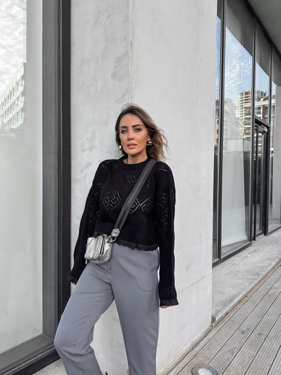 Siyah Fistolu Ajurlu Kazak