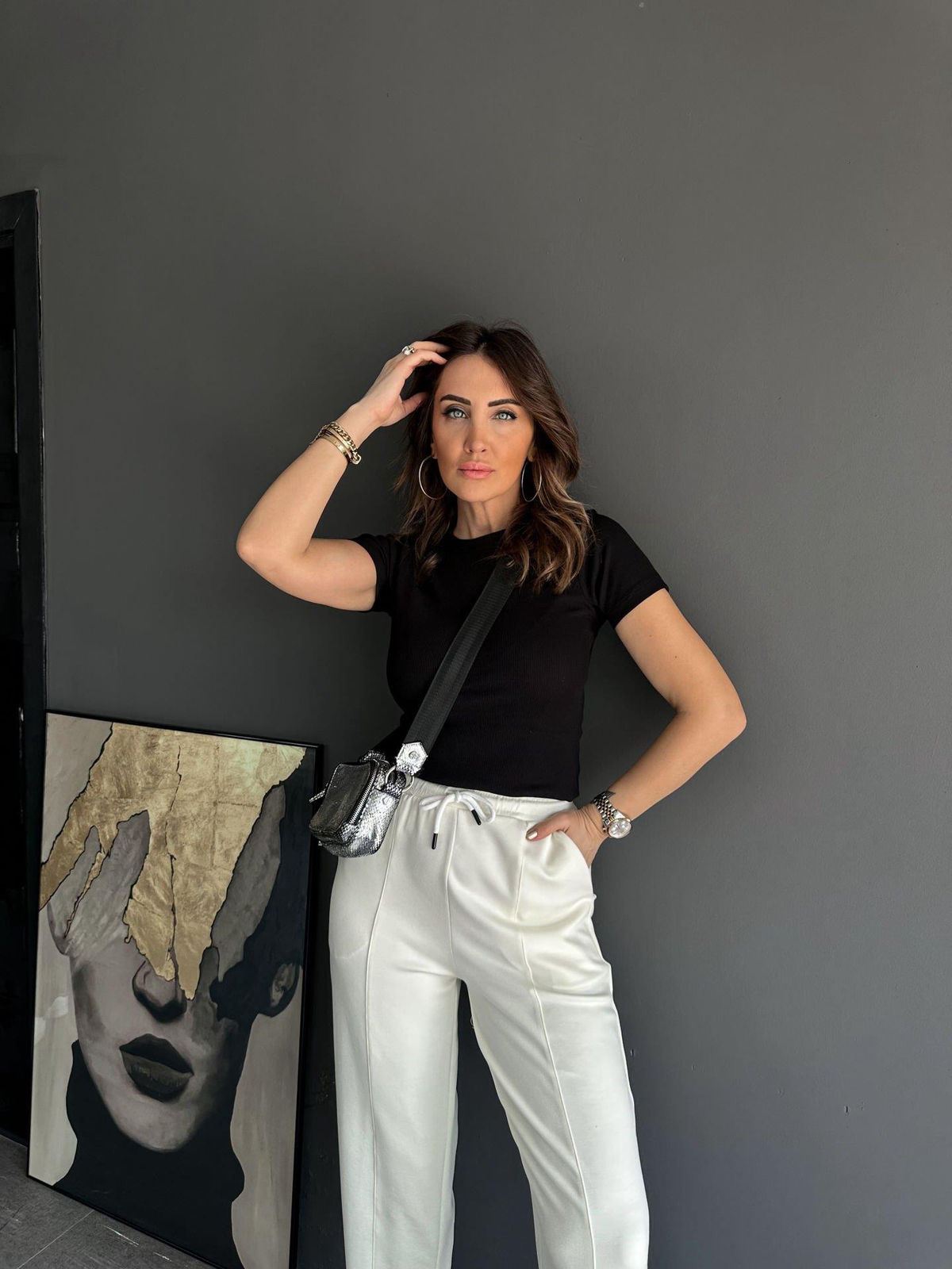 Siyah Fitilli Organic Cotton Tshirt