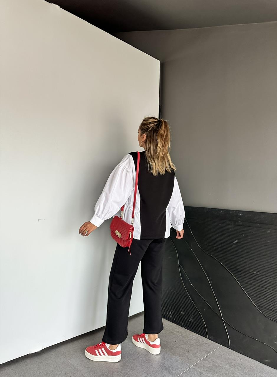 Siyah Gömlek Detaylı Sweat Takım