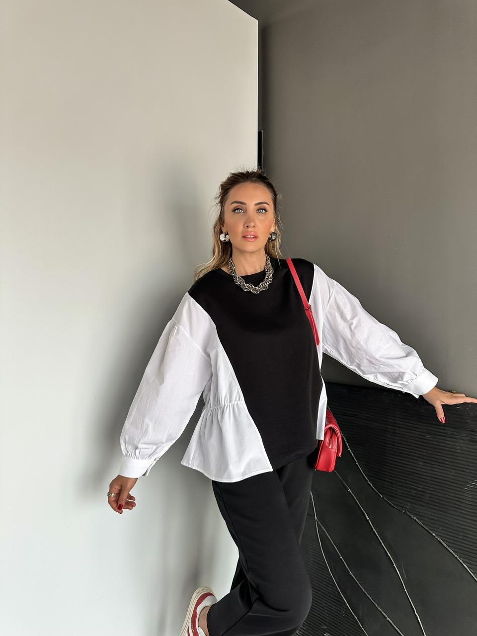 Siyah Gömlek Detaylı Sweat Takım