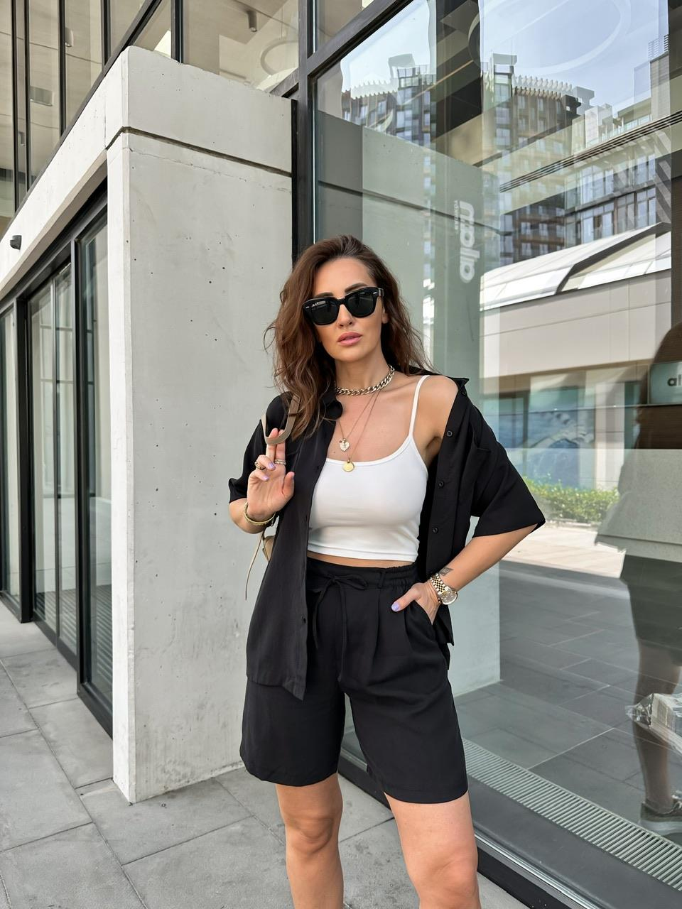 Siyah Gömlek Şort Marka Model Takım