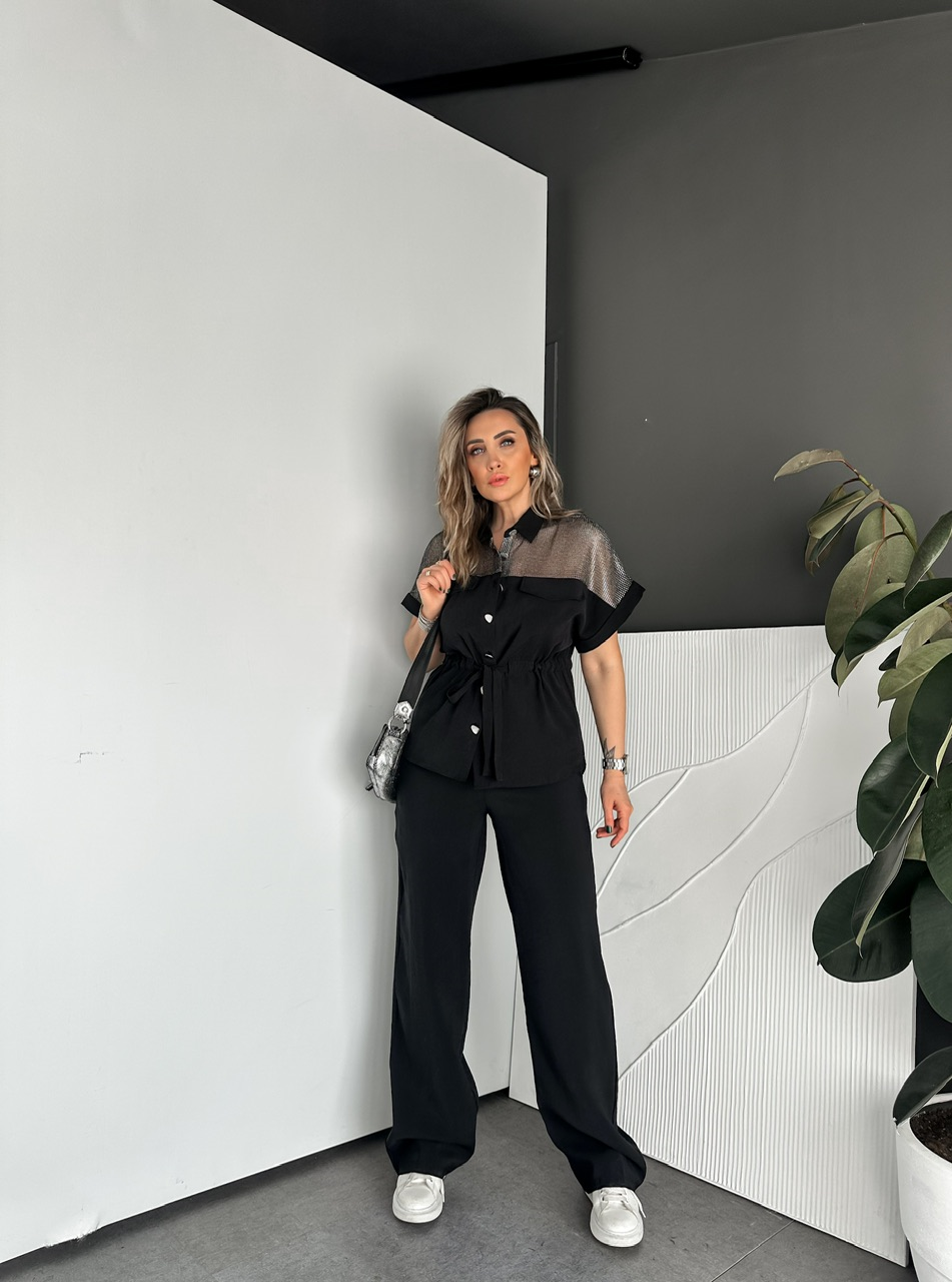 Siyah Gümüş Fileli Premium Takım