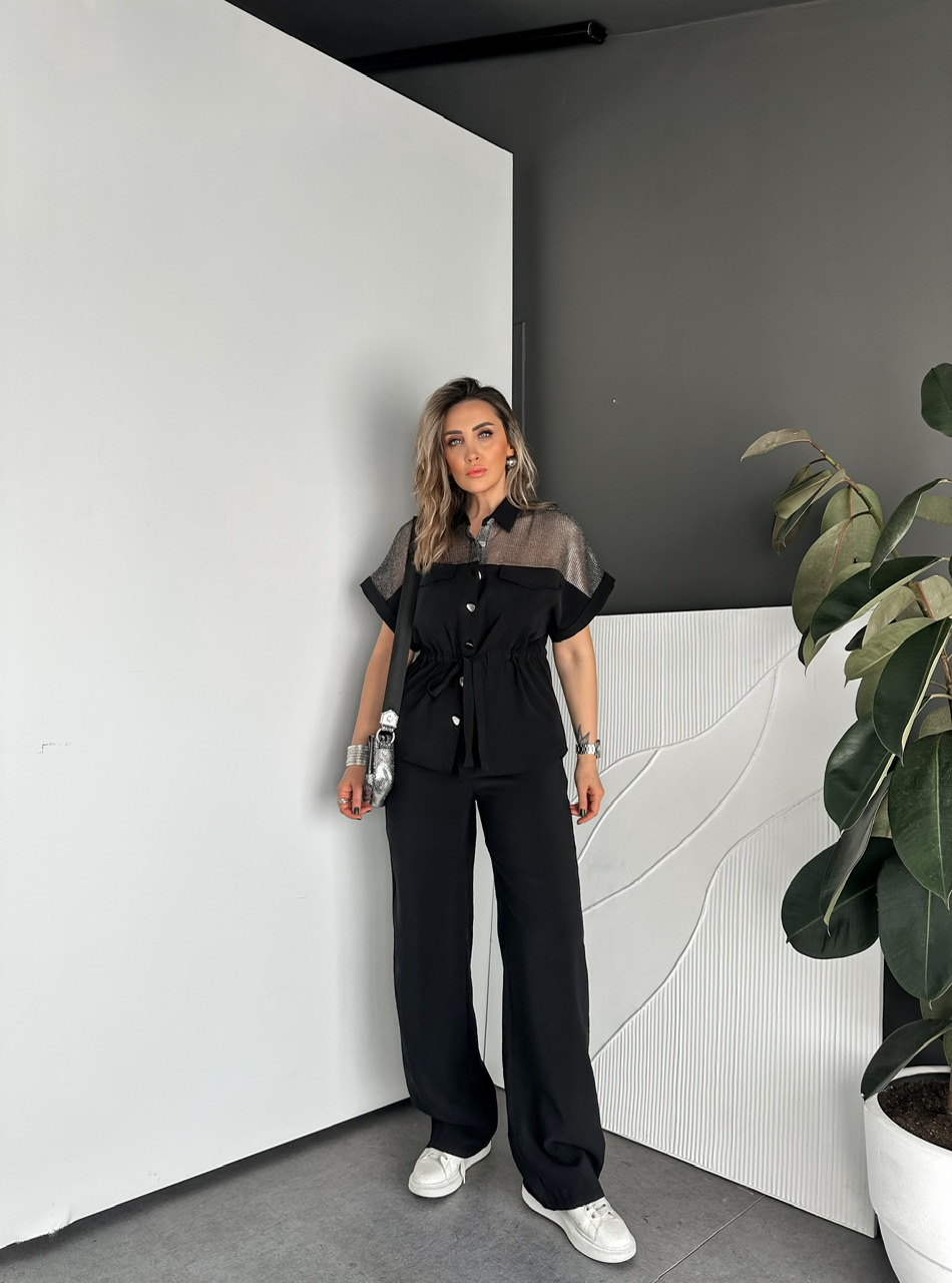 Siyah Gümüş Fileli Premium Takım