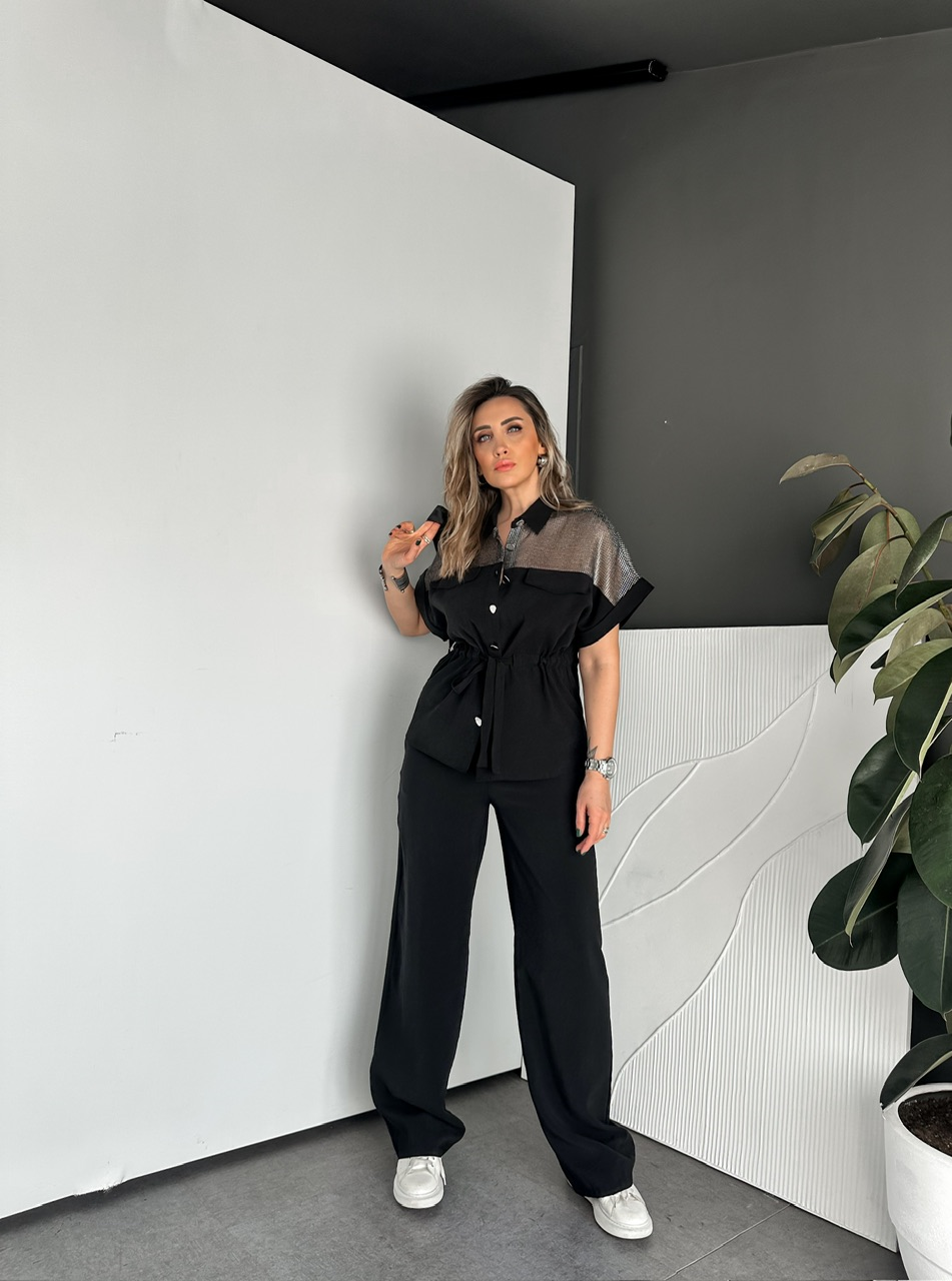 Siyah Gümüş Fileli Premium Takım