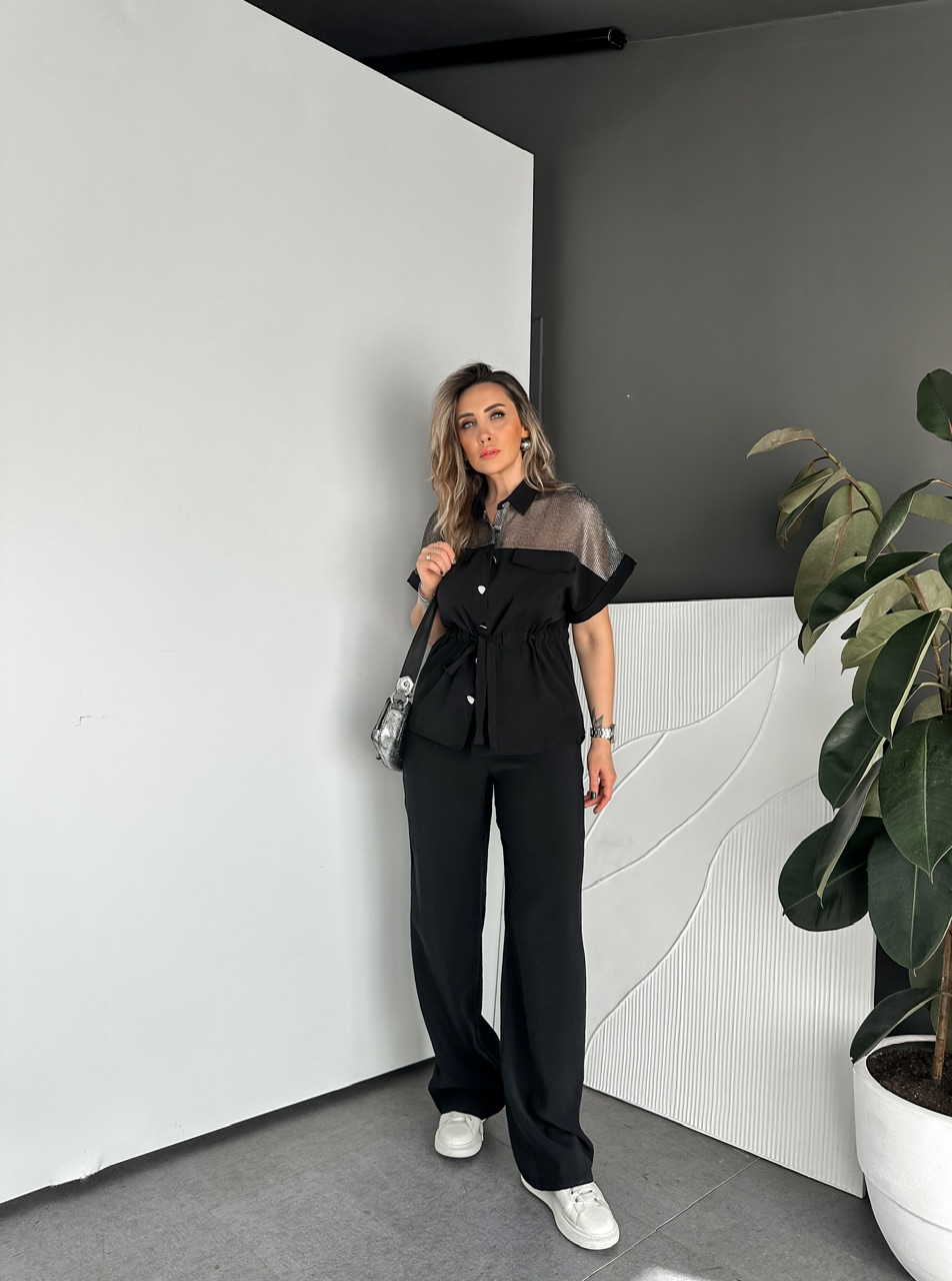 Siyah Gümüş Fileli Premium Takım
