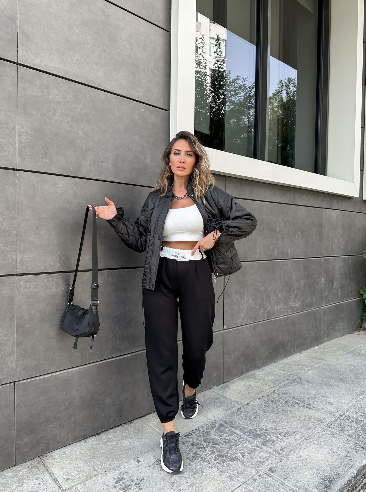 Siyah Happiest Girl Eşofman
