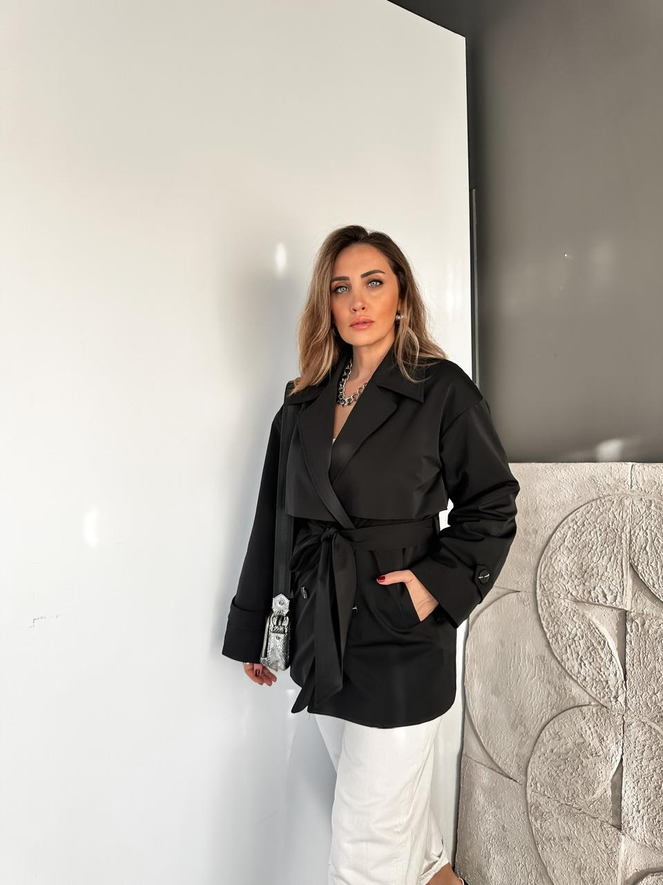 Siyah İçi Kürklü Su Geçirmez Trençkot