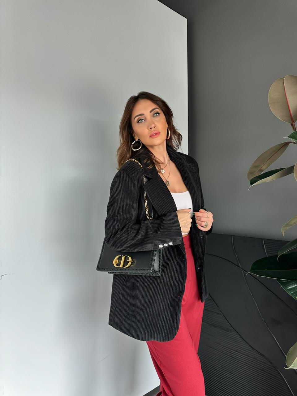 Siyah Kadife Blazer Ceket