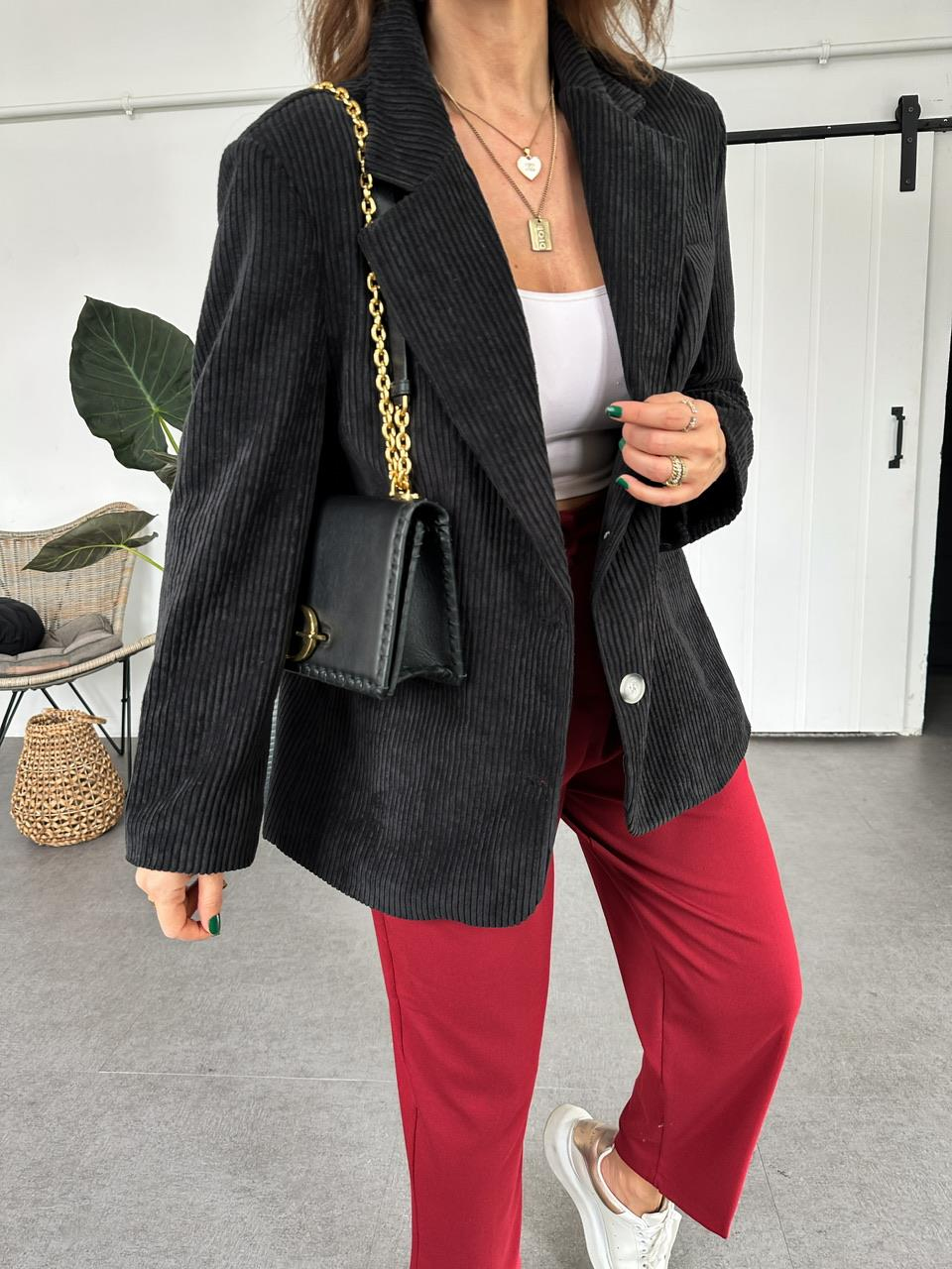 Siyah Kadife Blazer Ceket