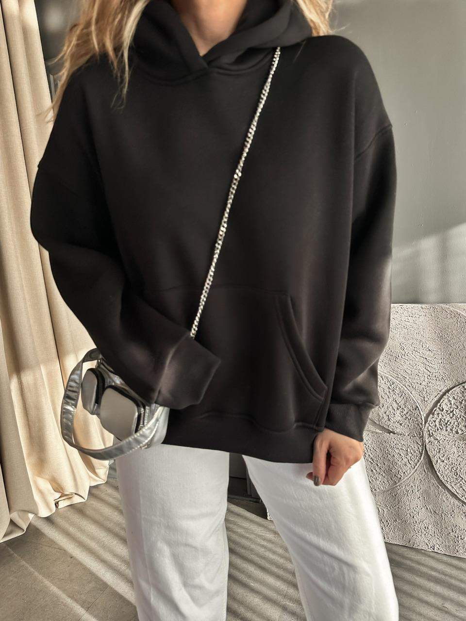 Siyah Kanguru Cepli Sweatshirt