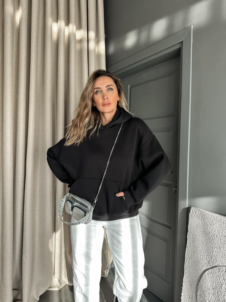 Siyah Kanguru Cepli Sweatshirt