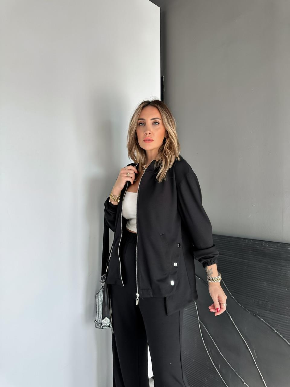 Siyah Kapşonlu Cıtcıtlı Modal Takım