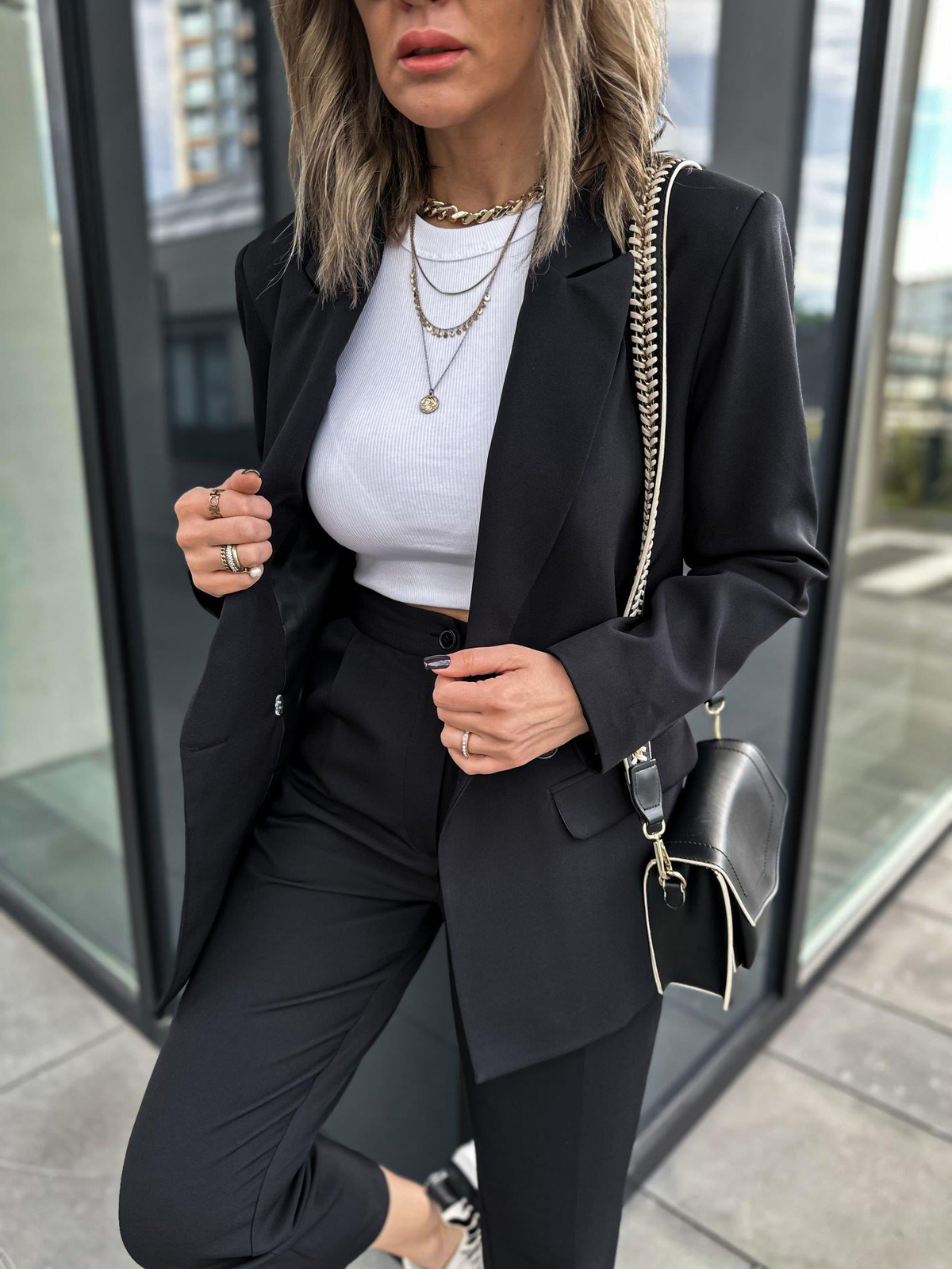 Siyah Kruvaze Blazer Ceket