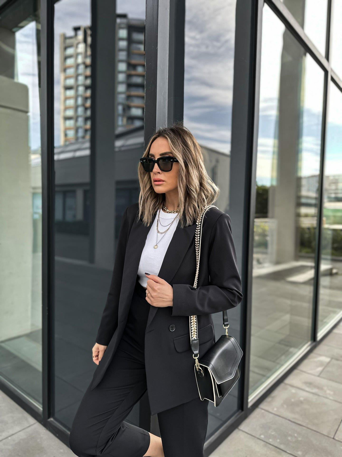 Siyah Kruvaze Blazer Ceket