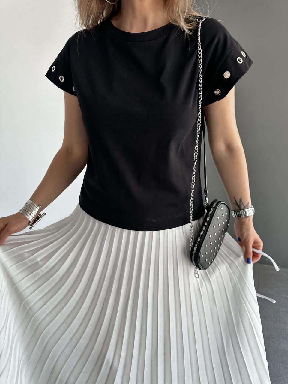 Siyah Kuş Gözlü Cotton Tshirt