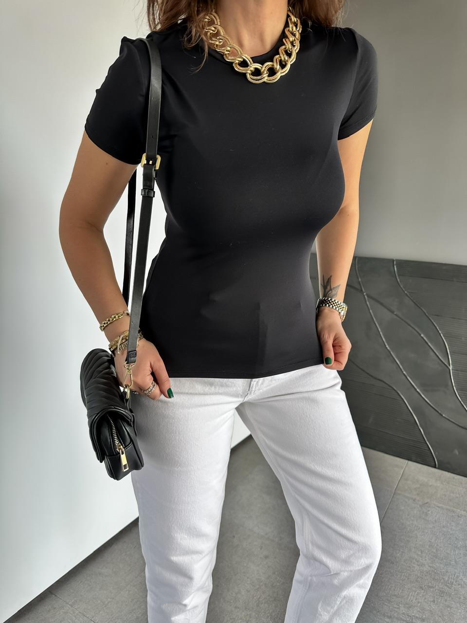 Siyah Likralı Cotton Orijinal Tshirt
