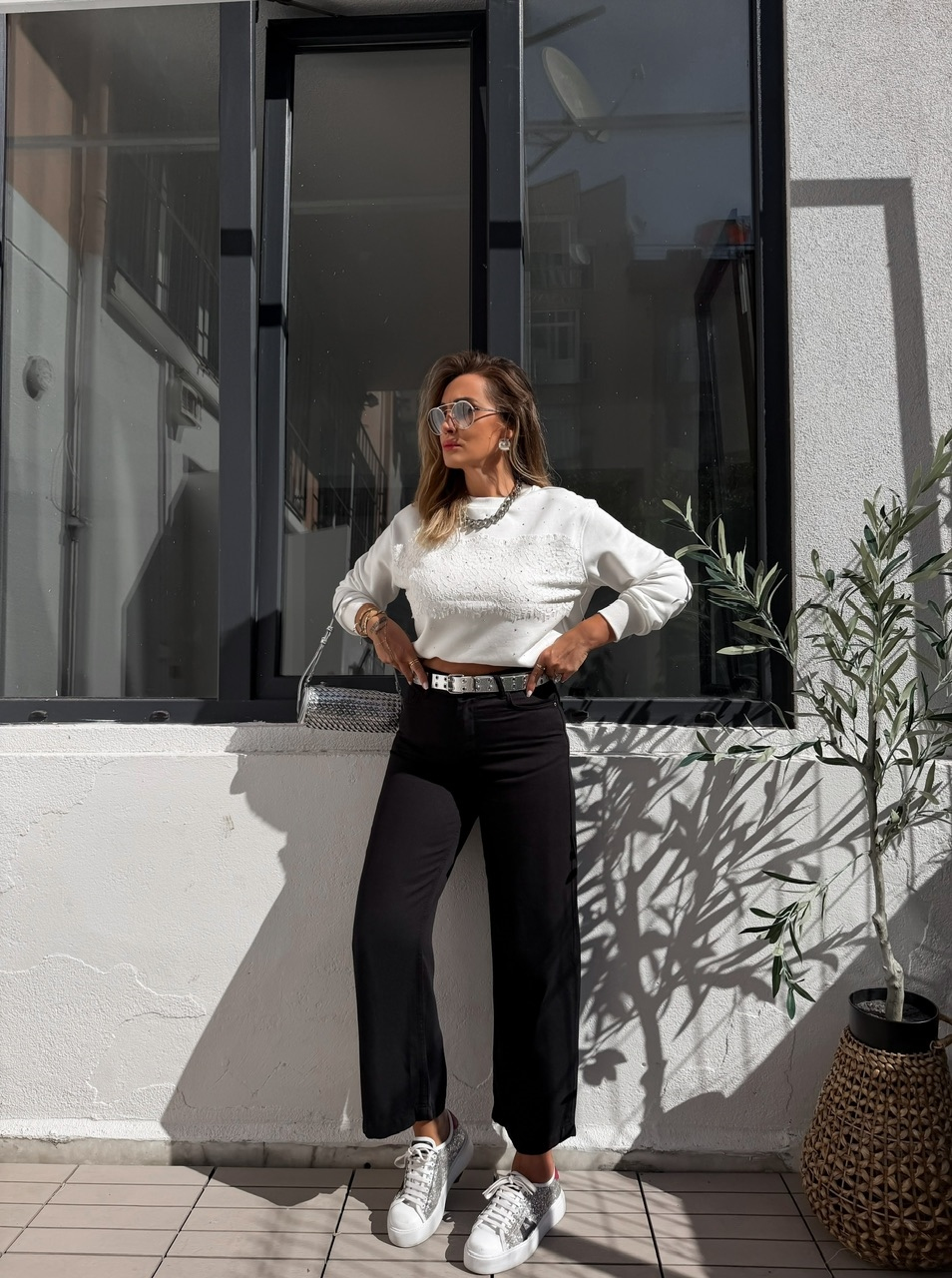 Siyah Likralı Tensel Culatte Jean