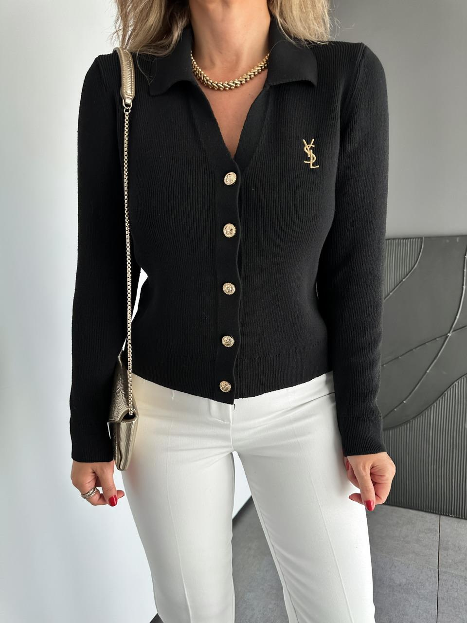 Siyah Nakışlı Marka Model Hırka