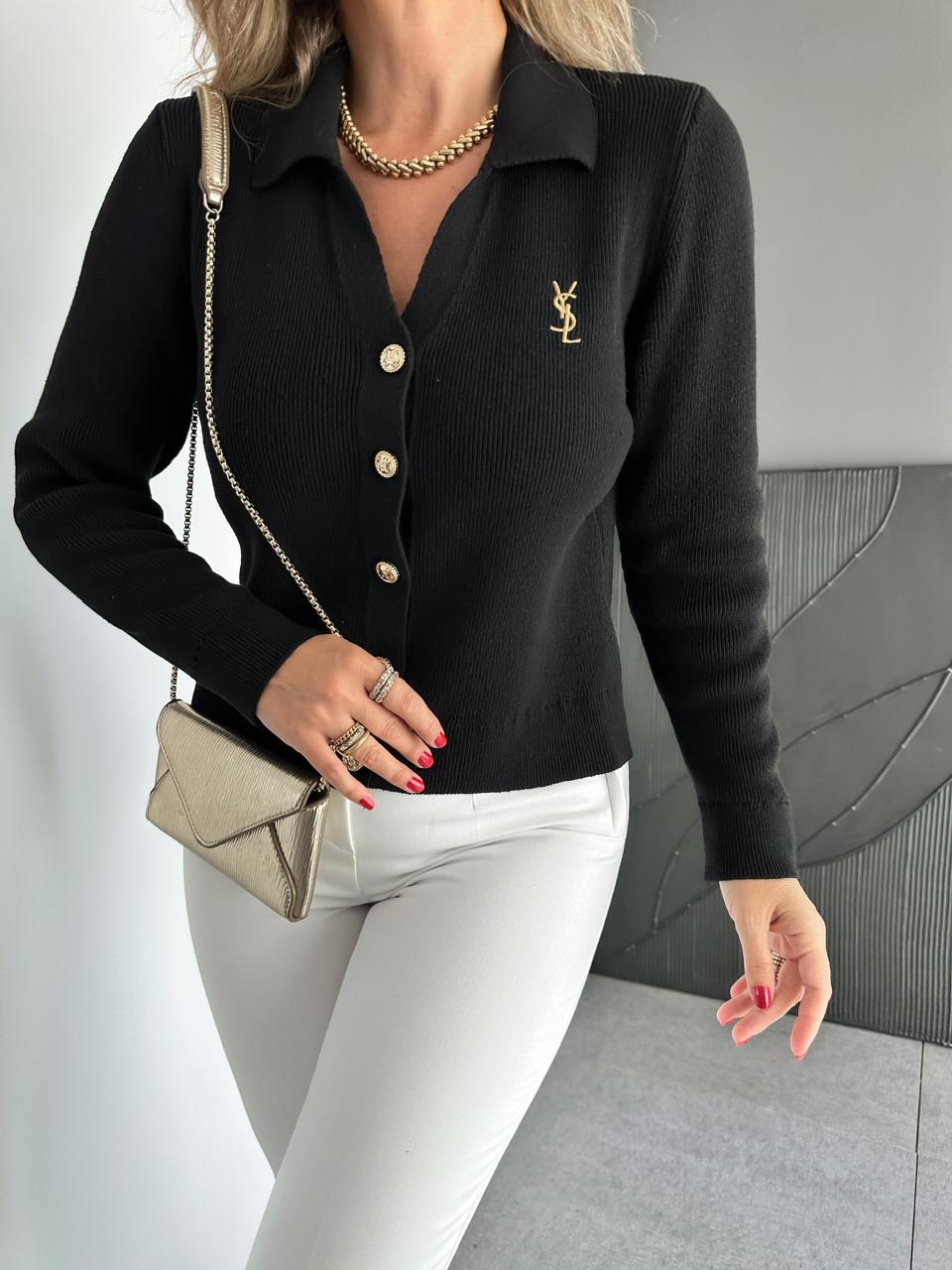 Siyah Nakışlı Marka Model Hırka