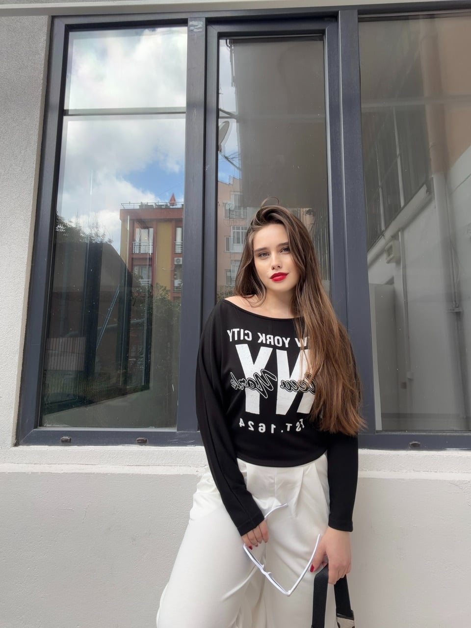 Siyah NY City Baskılı T-Shirt