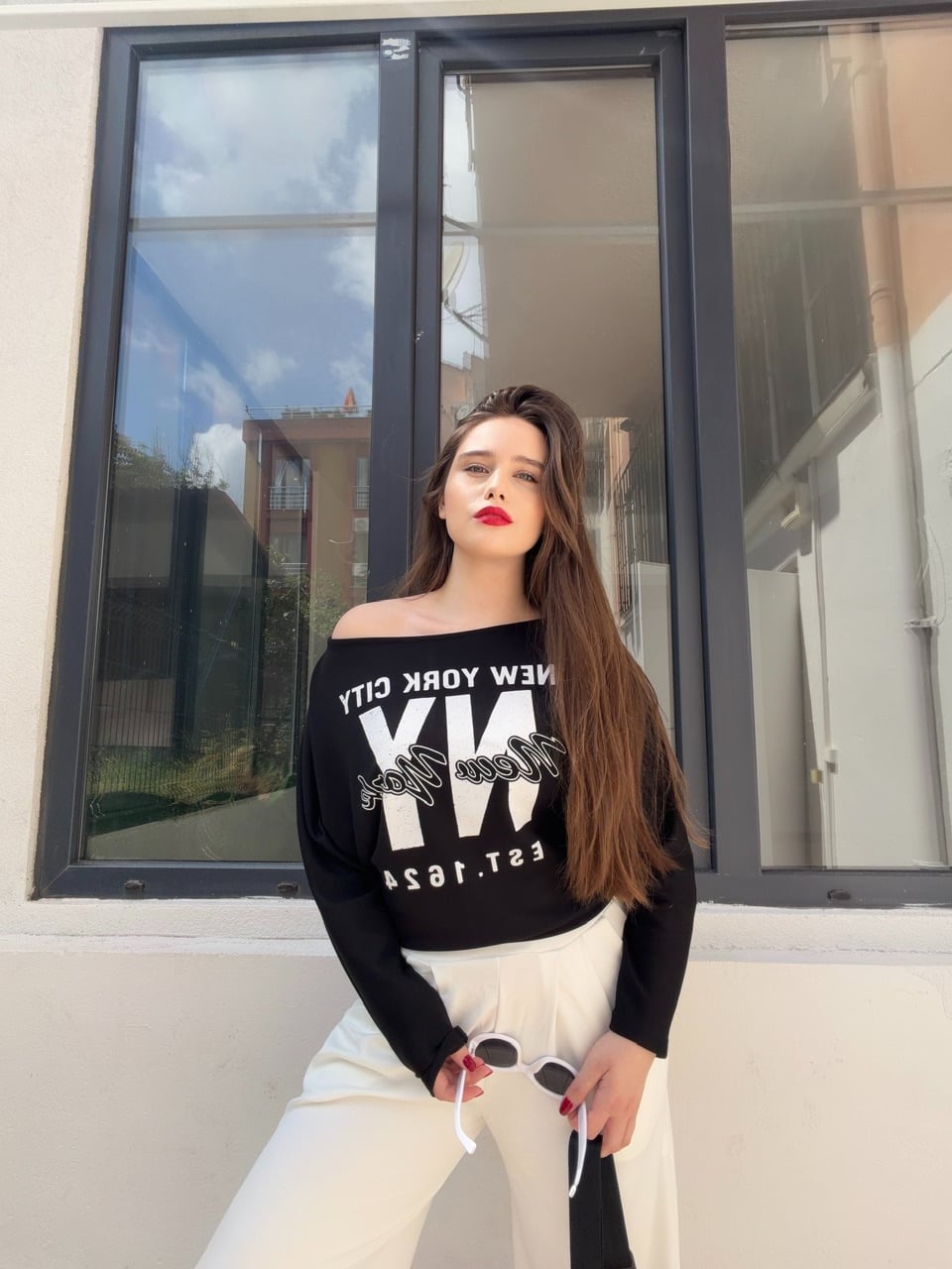 Siyah NY City Baskılı T-Shirt